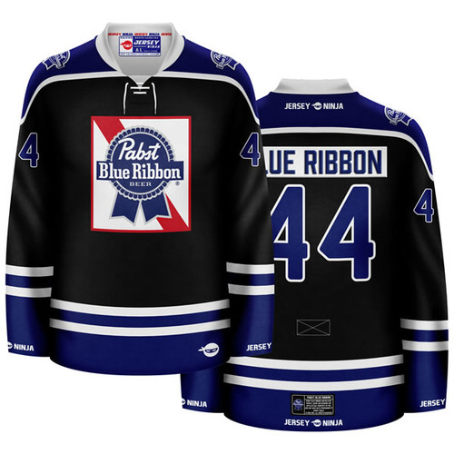 Jersey Ninja - Pabst Blue RIbbon Primary Black Hockey Jersey - COMBINED