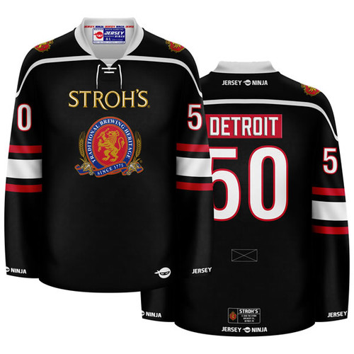 Jersey Ninja - Stroh's Throwback Black Hockey Jersey - COMBINED