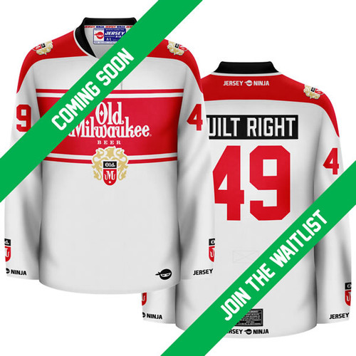 Jersey Ninja - Old Milwaukee Primary White Hockey Jersey - COMING SOON