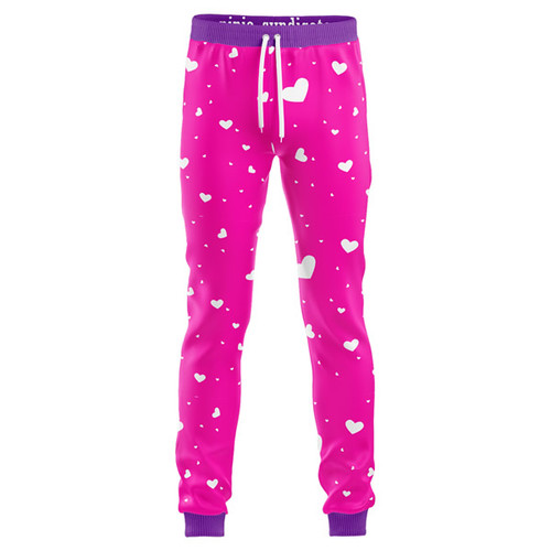 Ninja Syndicate - Valentines Day Hearts On Pink Performance Joggers - FRONT VIEW