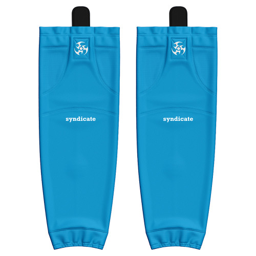 Jersey Ninja - Solid Light Blue Pro Style Hockey Socks - FRONT VIEW