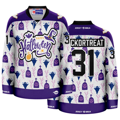 Jersey Ninja - Halloween Emblazoned Ghosts Holiday Hockey Jersey