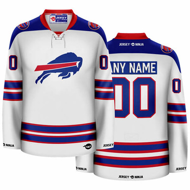 Jersey Ninja - Buffalo Bills Blue Jim Kelly Crossover Hockey Jersey