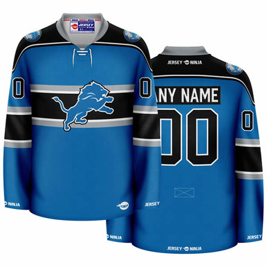 Jersey Ninja Detroit Lions Blue Hockey Jersey