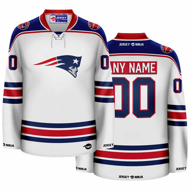 Jersey Ninja - New England Patriots Blue Tom Brady Crossover Hockey Jersey