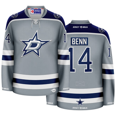 Jamie Benn wearing the new Stars home sweater. Looks way better in
