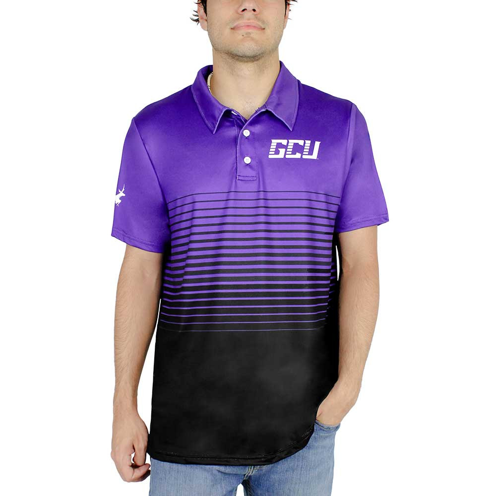 Prosphere Men's Purple to Black Striped Polo