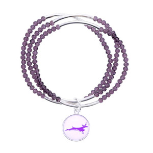 Spirit Products Purple and Silver Running Lope Triple-Layer Charm Bracelet