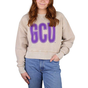 Chicka-d Women's Tan GCU Cropped Ribbed Crew