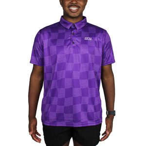 League Men's Purple GCU Checkered Polo