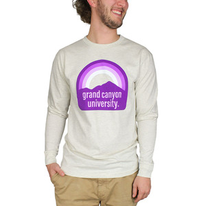 Uscape Men's Oatmeal Grand Canyon University Purple Rainbow Long Sleeve Tee