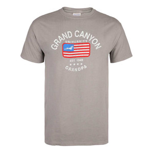 Comfort Wash Men's Gray Grand Canyon University American Lope Flag Grandpa Tee
