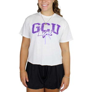 League Women's White GCU Lopes Bow Cropped Tee