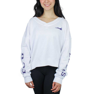 Colosseum Women's White Running Lope GCU Lopes V-Neck Crew