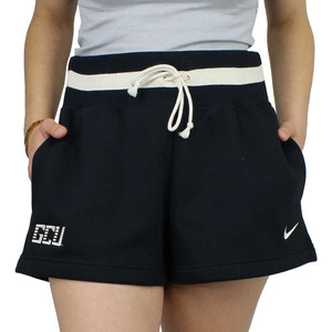 Nike Women's Black and Oatmeal Sweat Shorts