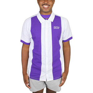 Colosseum Men's Purple and White Striped GCU Button-Down Shirt
