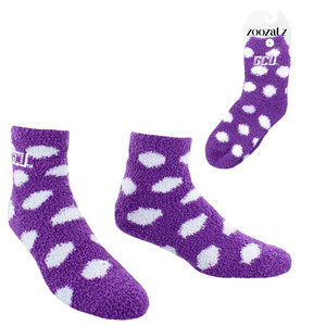 ZooZatz Polka Dot Purple GCU Fuzzy Socks