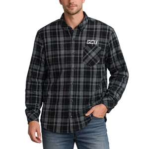 Boxercraft Men's Black and Gray Plaid GCU Flannel Button Down