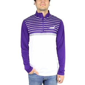 Colosseum Men's Purple and White Running Lope Striped 1/4 Zip
