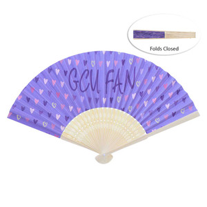 Purple Repeating Hearts GCU Hand Fan