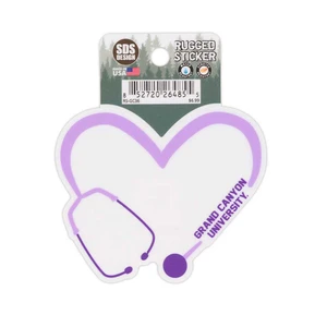 Lavender and White Grand Canyon University Stethoscope Heart Sticker