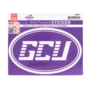 Purple and White GCU Oval Sticker