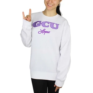 ZooZatz Women's White Grand Canyon Lopes Embroidered Crewneck Sweatshirt