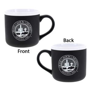 12 oz Black Grand Canyon University Seal White Rim Mug