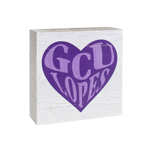 Legacy White GCU Lopes Heart Wood Block Sign