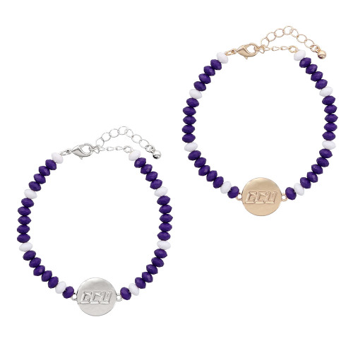 Emerson Street Purple and White GCU Beaded Bracelet