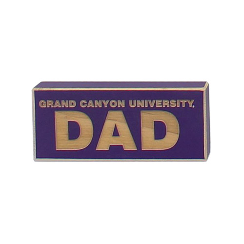 Purple Grand Canyon University Dad Wood Block Magnet