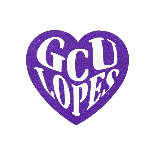 Purple GCU Lopes Wood Heart Magnet