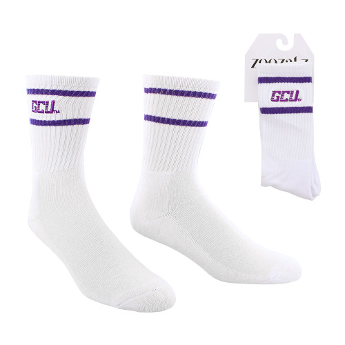 ZooZatz Women's White GCU Double Stripe Socks ZooZatz Women's White GCU Double Stripe Socks