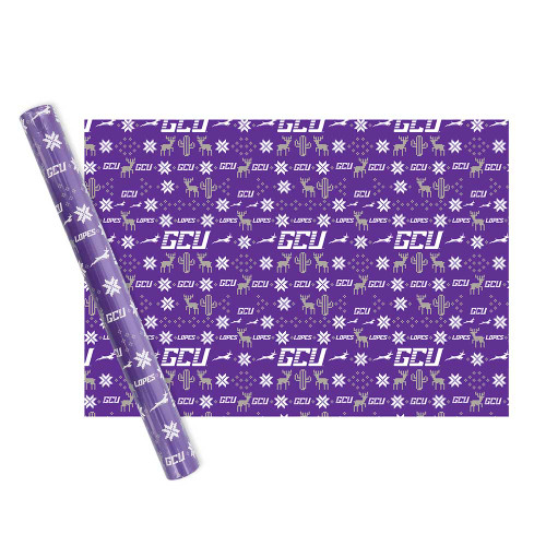 Spirit Products Purple Running Lope GCU Christmas Gift Wrap- 6 Sheets
