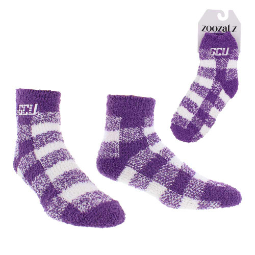 ZooZatz Plaid Purple GCU Fuzzy Socks