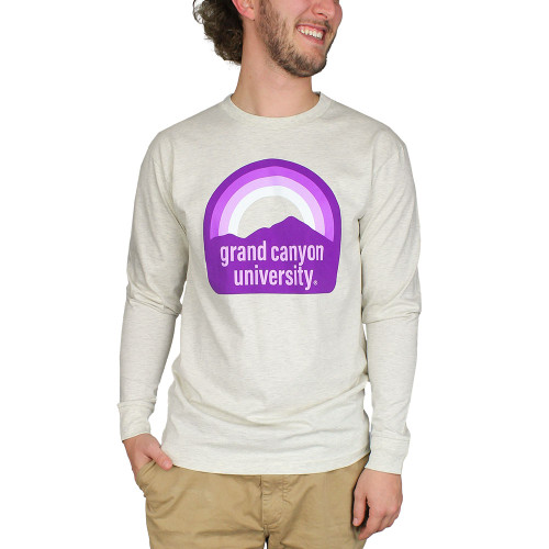 Uscape Men's Oatmeal Grand Canyon University Purple Rainbow Long Sleeve Tee