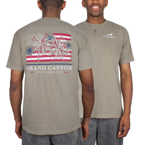 Comfort Colors Men's Oatmeal Grand Canyon University Firework Flag Tee