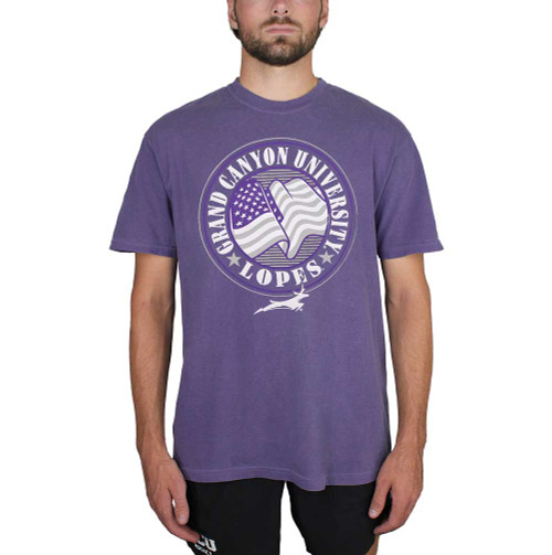 Comfort Colors Men's Purple Grand Canyon University American Flag Lopes Tee Comfort Colors Men's Purple Grand Canyon University American Flag Lopes Tee