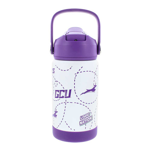 12 oz Kid's White and Purple GCU Multi-Logo Bottle with Straw