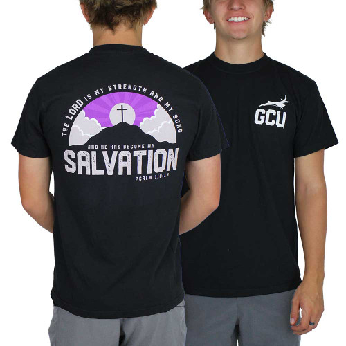 Comfort Colors Men's Black GCU Salvation Psalm 118:14 Tee