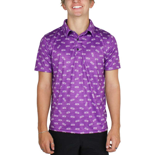 League Men's Purple GCU All Over Polo
