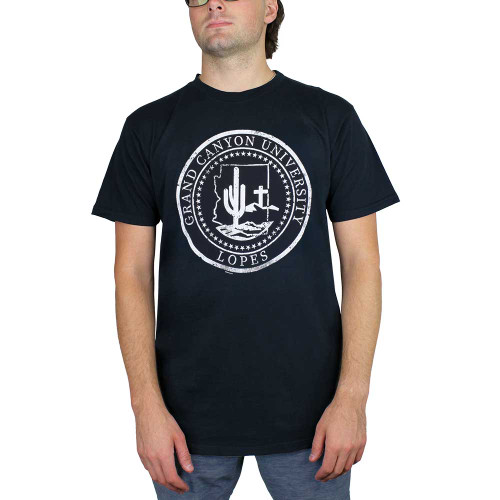 The Duck Company Men's Black Distressed Grand Canyon University Lopes Seal Tee