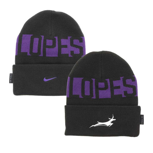 Nike Black and Purple Lopes Beanie