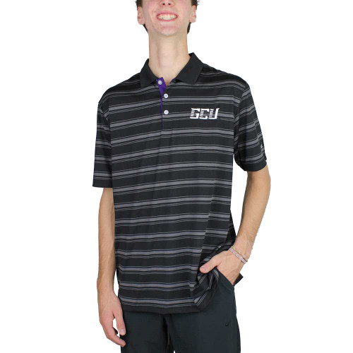 Colosseum Men's Black GCU Striped Polo