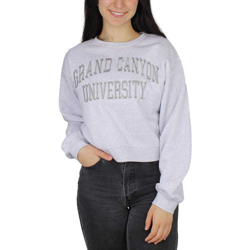 Zoozatz Women's Gray Grand Canyon University Tonal Cropped Crew