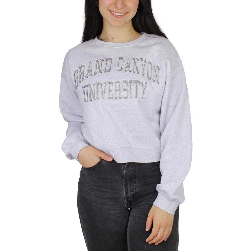 ZooZatz Women's Gray Grand Canyon University Tonal Cropped Crew