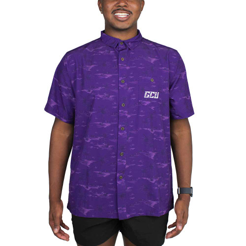 Colosseum Men's Purple GCU Tropical Flamingo Button-Down Shirt