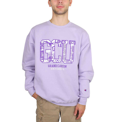Champion Men's Lavender Grand Canyon University Logo Crew