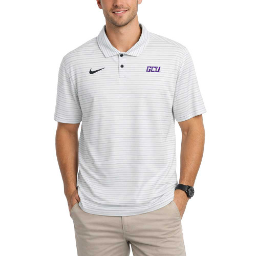 Nike Men's White and Gray Striped GCU Polo