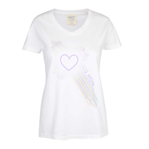 Comfort Wash Women's White GCU Mom Cross V-Neck Tee